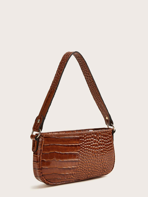 Croc Embossed Baguette Bag Croc Embossed Baguette Bag