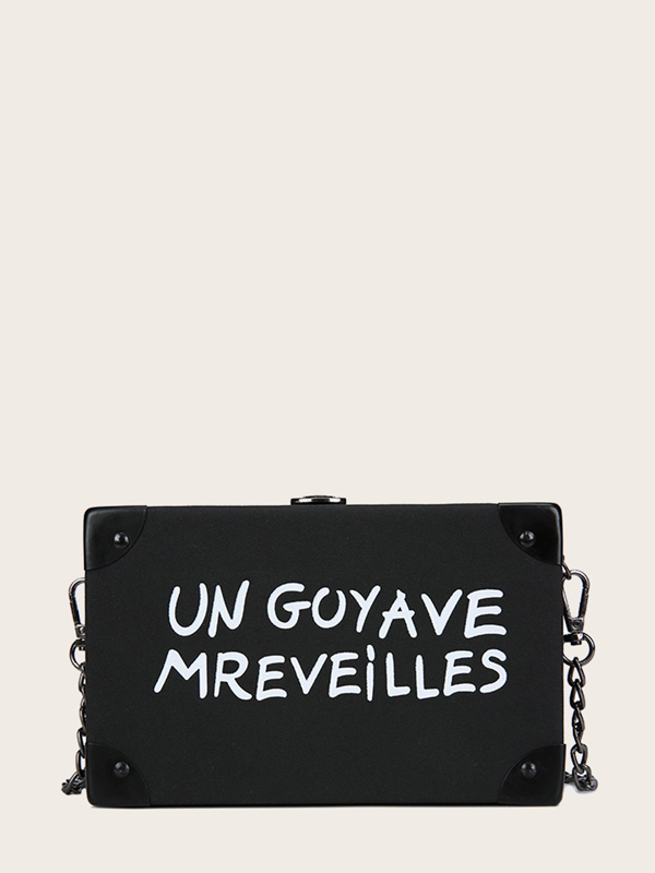 Letter Print Structured Crossbody Bag Letter Print Structured Crossbody Bag
