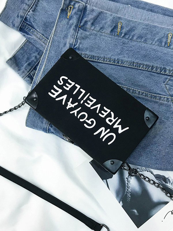 Letter Print Structured Crossbody Bag Letter Print Structured Crossbody Bag